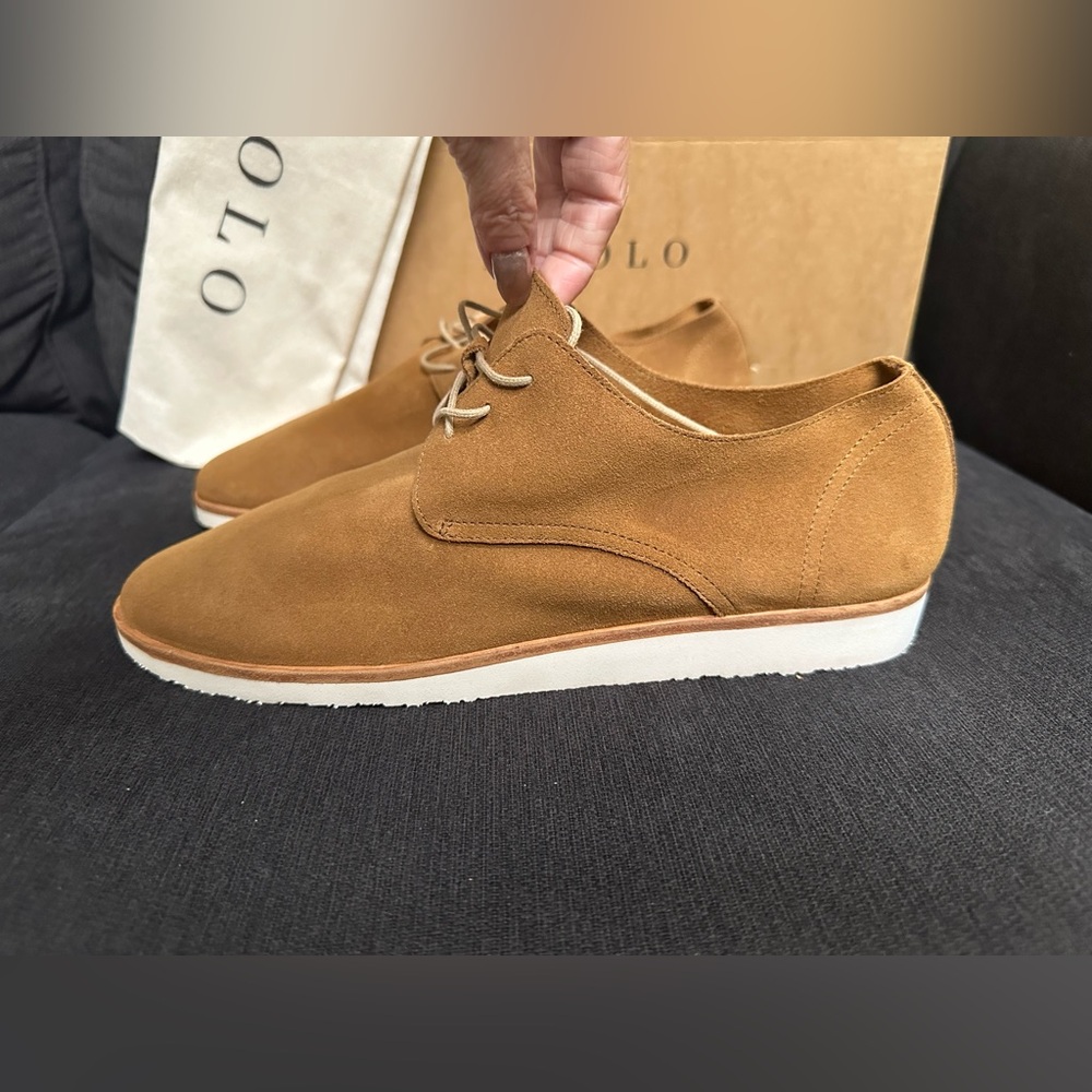 Nisolo Mens Travel Derby Tan Leather Casual Lace-Up Shoes New Size 9.5